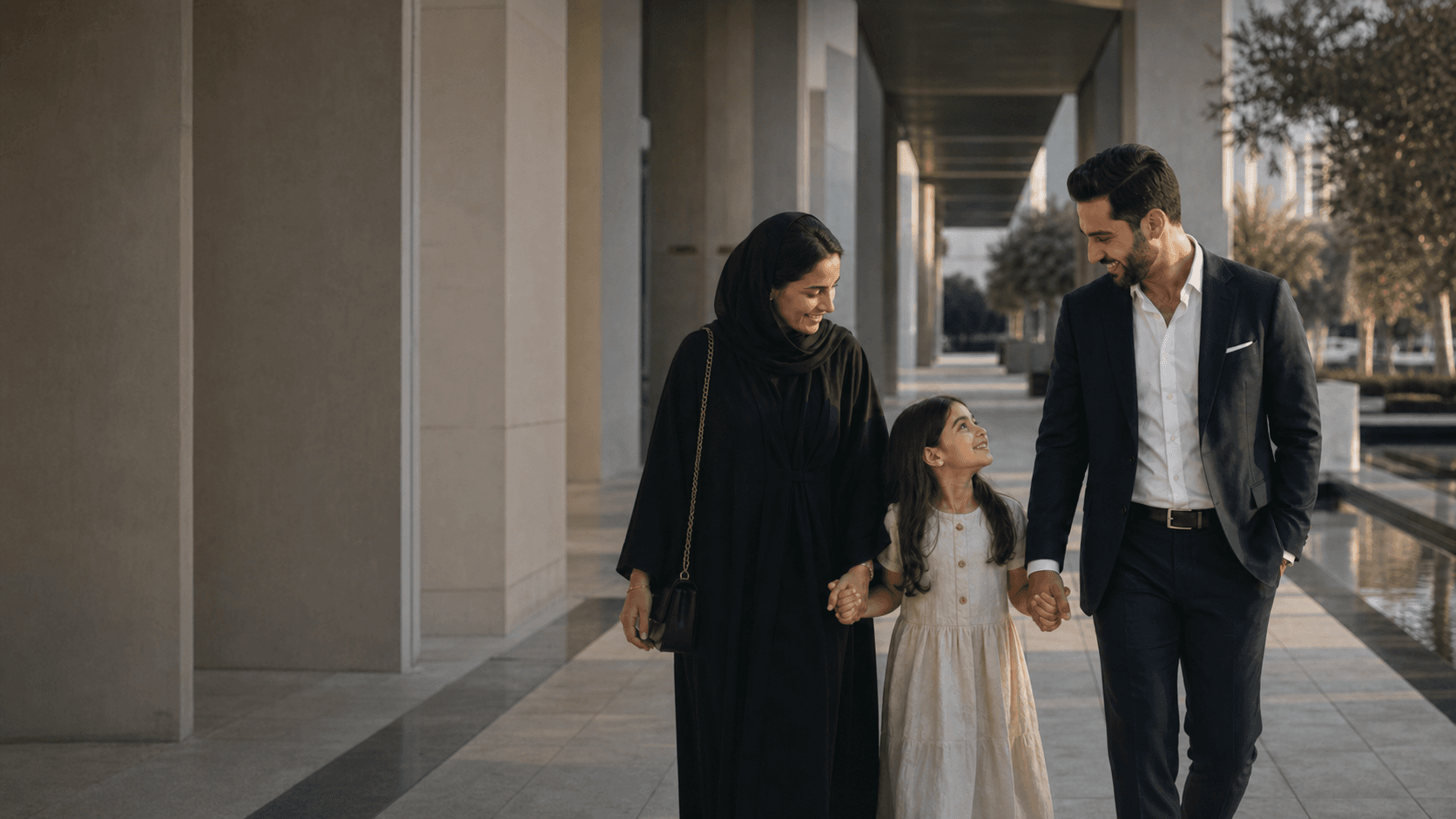 Family walking together in Dubai