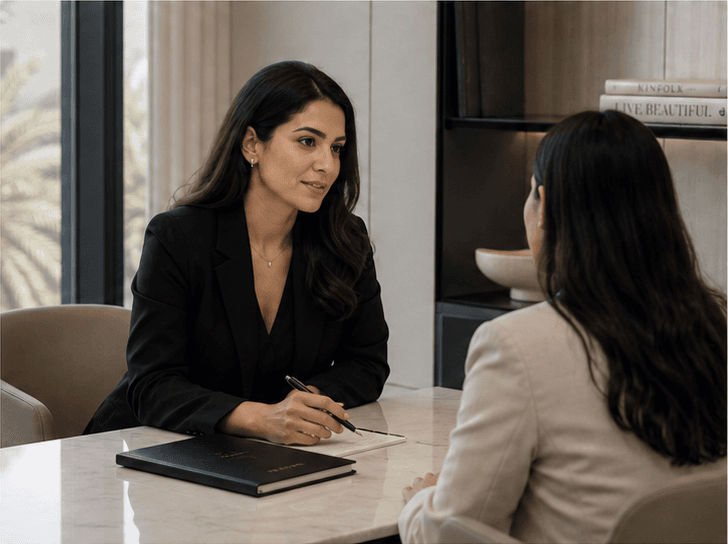 Immigration adviser speaking with a client